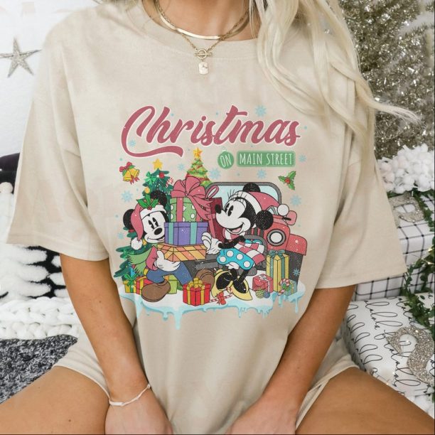 Mickey Minnie Christmas On Main Street tshirt, Mickey And Minnie Christmas Shirt, Disneyland Christmas, Mickey's Very Merry Christmas