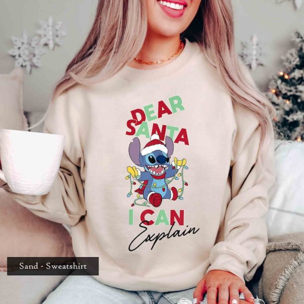 Dear Santa I Can Explain Stitch Sweatshirt, Lilo And Stitch Christmas Sweatshirt