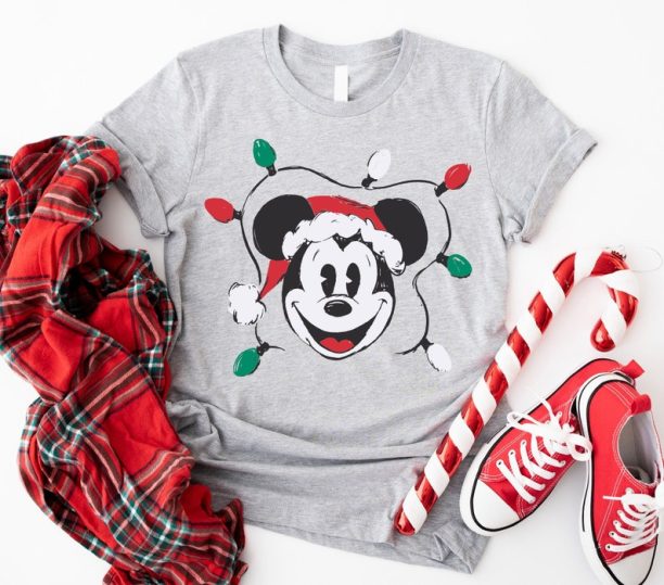 Mickey Mouse Christmas Sweatshirt, Disney Christmas Lights Shirt, Disney Christmas Trip Shirt, Disneyland Holiday Shirt, Mickey Xmas Tee