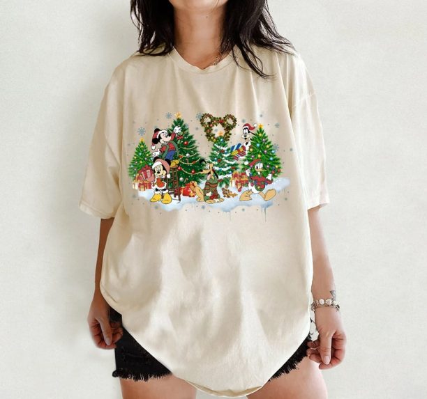 Disney Mickey And Friends Christmas Tree Comfort Color T-Shirt