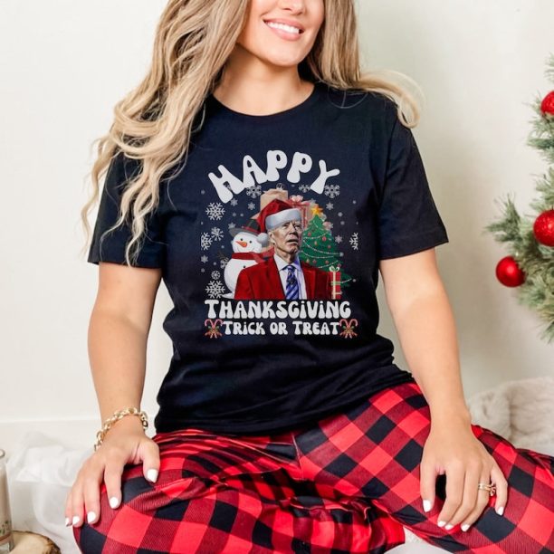 Happy Thanksgiving Trick or Treat, Joe Biden Santa Christmas T-Shirt Unisex Santa Joe Biden Funny Biden Ugly Christmas ,Funny Joe