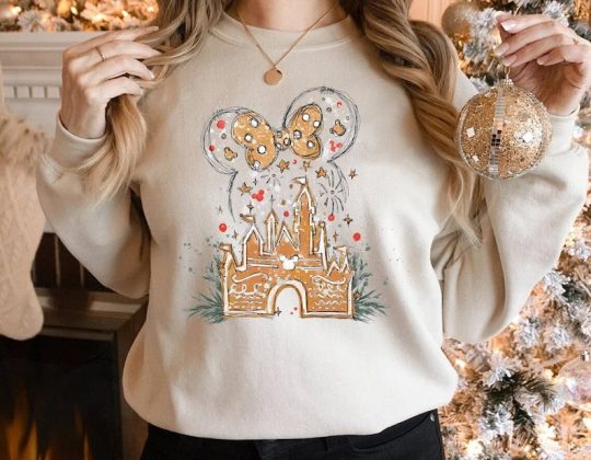 Disney Gingerbread Castle Sweatshirt, Disney Christmas Family Shirts, Disney Christmas Shirt, Minnie Mickey Christmas Sweatshirt, Disney Gingerbread Sweatshirt