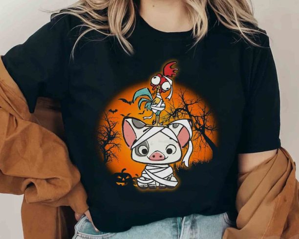 Disney Moana Hei Hei And Pua Costume Mummy Halloween Shirt, Mickey's Not So Scary Party Tee, Disneyland Family Vacation Holiday Gift