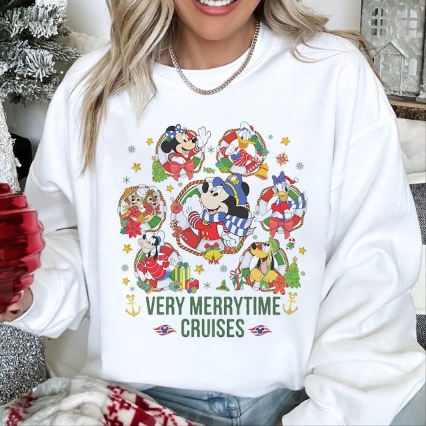 Mickey and Friends Very Merrytime Cruise Christmas Sweatshirt, Disneyland Family Christmas Cruise Shirts, Mickey's Very Merry Christmas Party