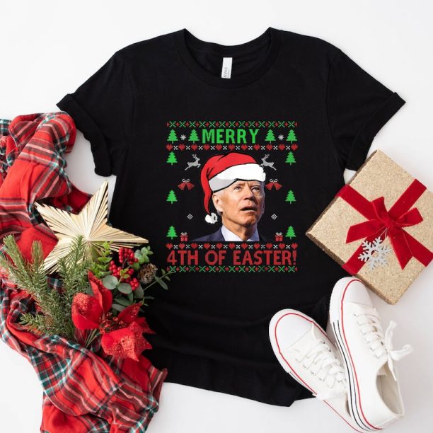 XMAS Joe Biden Merry 4th Of Easter Ugly Black Shirt