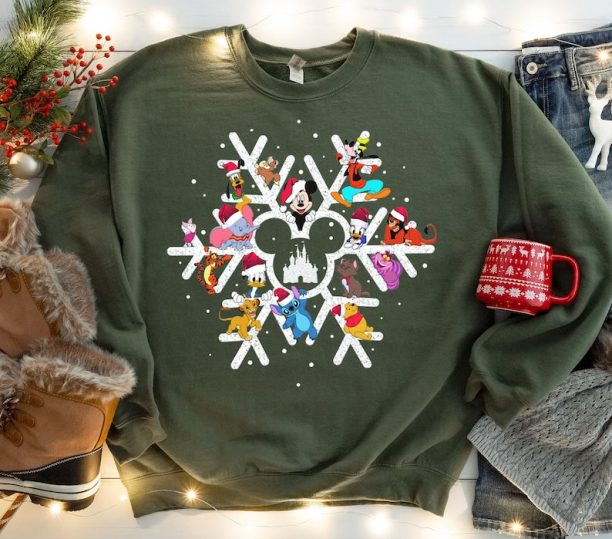 Disney Snowflake Christmas Sweatshirt, Disneyland Xmas Sweatshirt