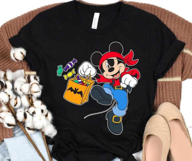 Disney Halloween Mickey Mouse Pirate T-Shirt, Mickey's Not So Scary Shirt, Disneyland Halloween Matching Family Shirts, Halloween Party Gift