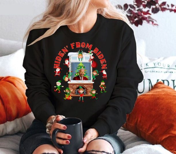 Hidin' From Biden Sweatshirt, Funny Joe Biden Christmas Sweatshirt