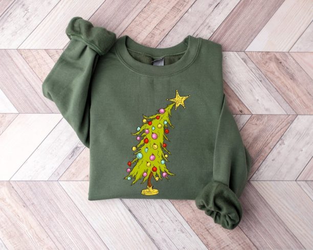 Whimsical Christmas Tree Shirt, Whoville Tree Sweatshirt, Whimsical Grinch Tree, Trendy Christmas Tree Sweatshirt, Grinch Tree, Merry Tshirt