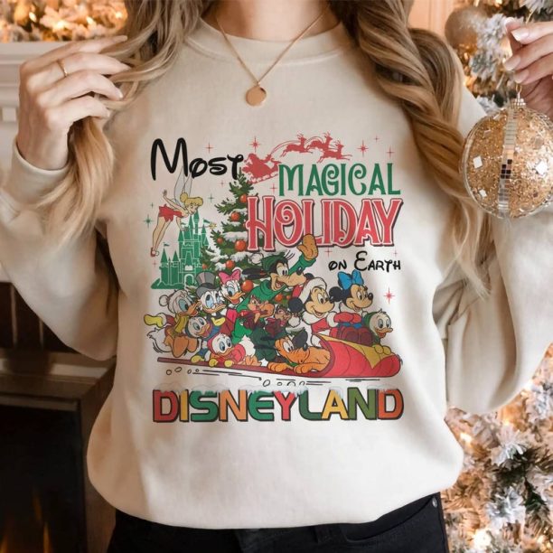 Mickey and Friends Christmas Sweatshirt, Disneyland The most magical Holiday on Earth Sweatshirt