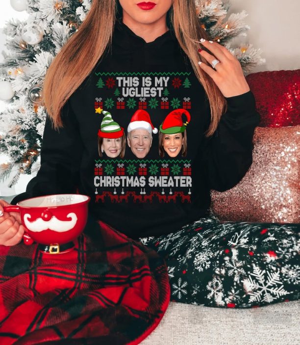 Santa Joe Biden This Is My Ugliest Christmas Sweater Tshirt, Biden Christmas Sweater, Ugly Christmas Joe Biden, Biden Xmas Shirt