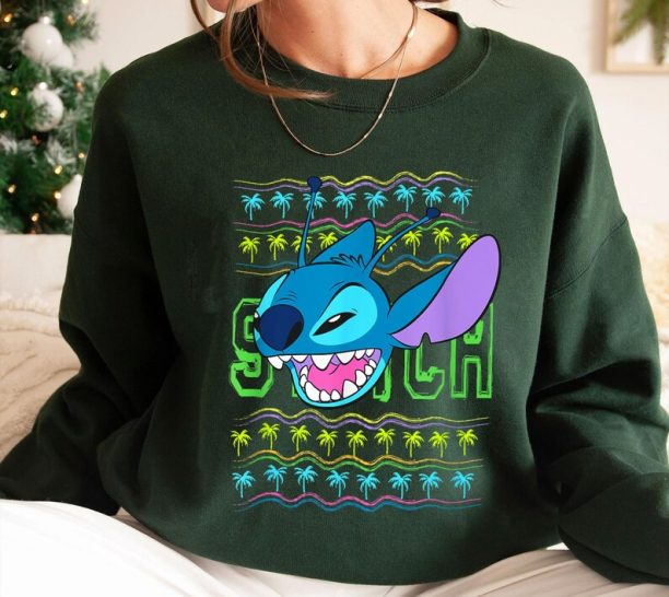 Christmas Ugly Sweater Palm Tree Stitch Sweatshirt