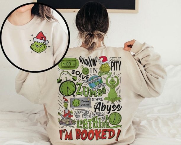 Grinch My Day Im Booked Christmas Sweatshirt, Cute Christmas, Grin Sweatshirt, Christmas Gift Idea, Winter Clothing