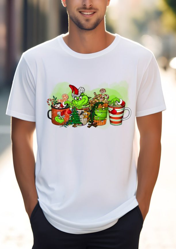 Grinch Christmas Mens T Shirt Funny Premium Quality Unisex Gift DTF Print White UK New