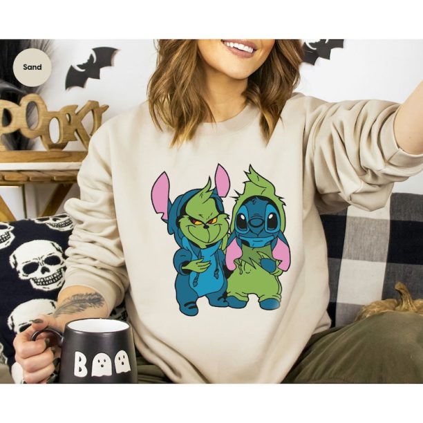 Grinch and Stitch Christmas Sweatshirt | Festive Holiday Apparel