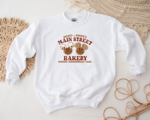 Mickey Minnie Main Street Bakery Shirt, Christmas Gingerbread Shirt Hoodie Sweatshirt, Disney Christmas Cookies Shirt, Disney Winter Sweatshirt