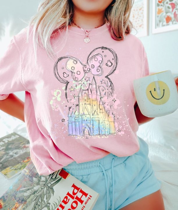 Disney water color Castle Minnie T-Shirt, Disney Castle, Disney Vacation Shirt, Disney Trip Shirt, Disney Family Vacation Shirt