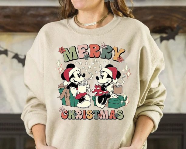 Mickey And Minnie Christmas Sweatshirt, Disney Christmas Vintage Sweatshirt, Disney Family Christmas Sweatshirt, Christmas Gift, Christmas Tee