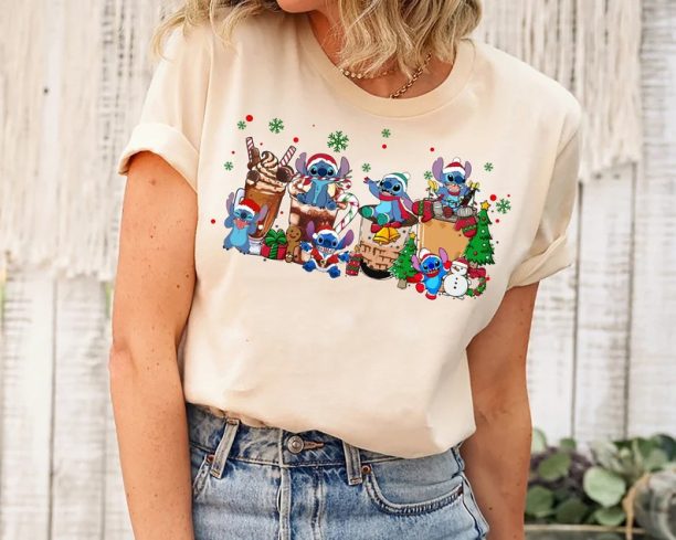 Disney Stitch Christmas Coffee Comfort Color T-Shirt