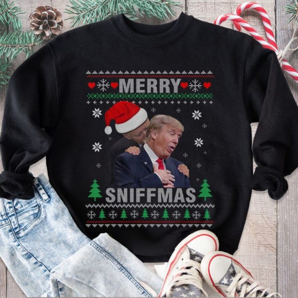 Funny Joe Biden Sniffing Trump Ugly Christmas Sweater