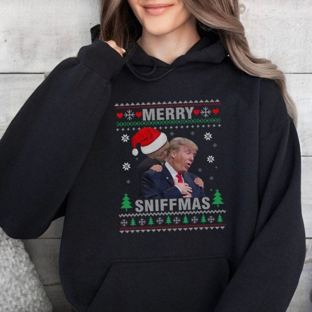 Funny Joe Biden Sniffing Trump Ugly Christmas Hoodie