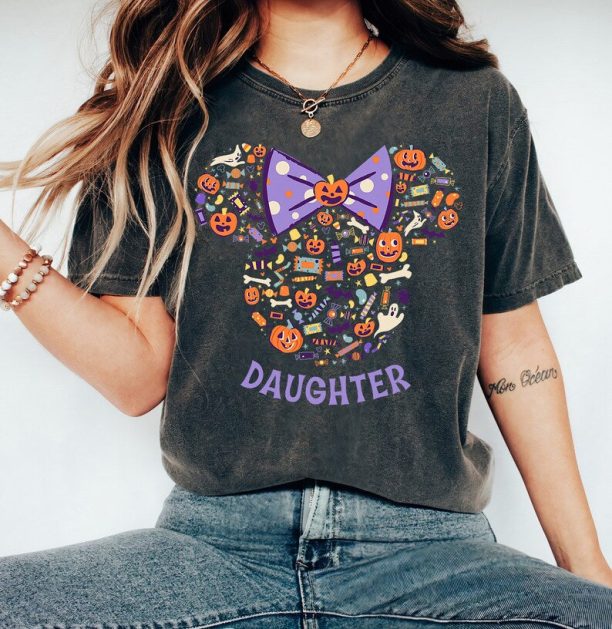 Disney Minnie Mouse Icon Halloween Daughter T-Shirt, Fall Vibes Custom Minnie Mouse Halloween, Disneyland Halloween Matching Family Shirt