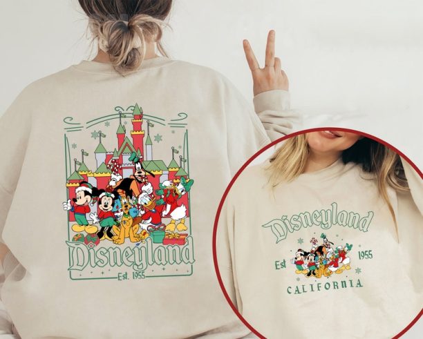 Mickey And friends Disneyland Christmas Sweatshirt, Disney Castle Christmas Shirt, Disney Christmas party 2023 Shirt, Disney Xmas Family Shirt