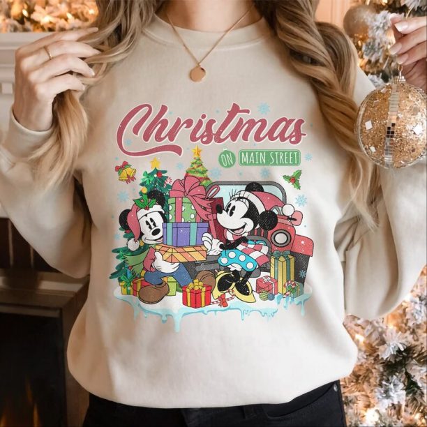 Mickey Minnie Christmas On Main Street Sweatshirt, Mickey And Minnie Christmas Shirt, Disneyland Christmas, Mickey's Very Merry Christmas