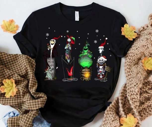 Disney Nightmare Before Christmas The Haunted Mansion Christmas Shirt, Foolish Mortals,Jack Skellington,Sally,Oogie Boogie,Lock Shock Barrel