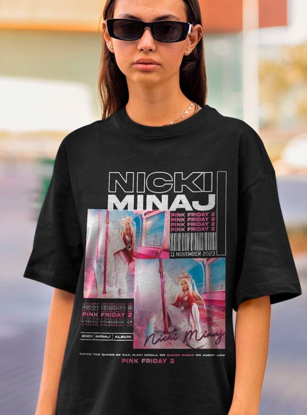 Indulge in the vibrant world of Nicki Minaj with the Pink Friday 2 T-shirt, a dazzling homage to the iconic Pink Friday era. Crafted with care from high-quality cotton, this t-shirt encapsulates the essence of Nicki's fearless personality and bold style.