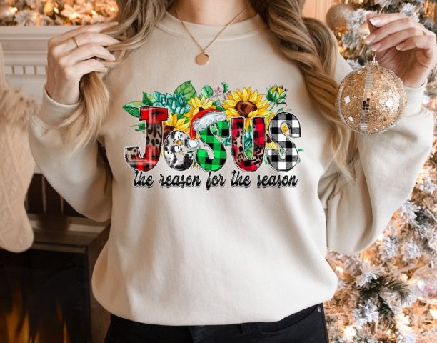 Jesus the Reason for the Season Plaid Sweatshirt