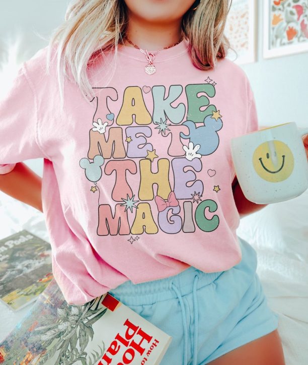 Disney Take Me To The Magic Unisex Tee Shirt, Colorful Vacay Shirt, Disney Aesthetic Shirt, Disneyworld Shirt, Disney Family Trip Shirt