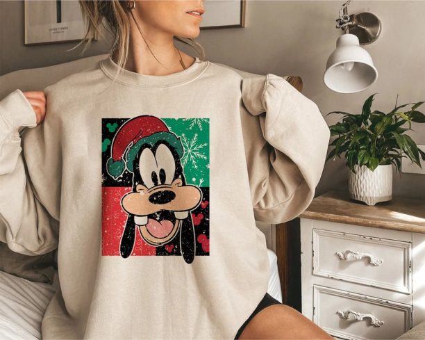 Disney Goofy Dog Sweater Style Sweatshirt, Disney Christmas Tee