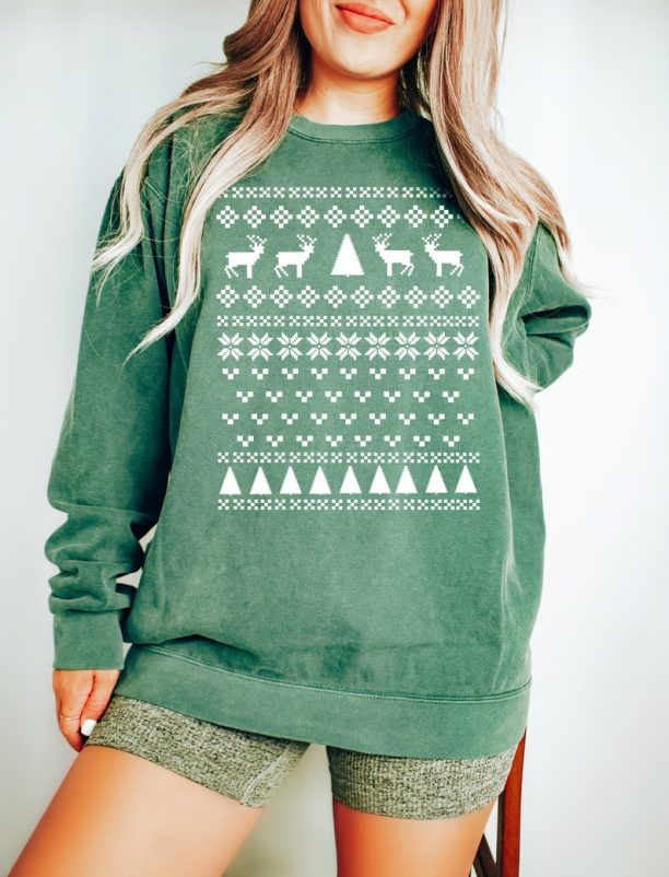 Womens Festive Christmas Sweatshirt, Xmas Reindeer Tee, Reindeer Sweatshirt