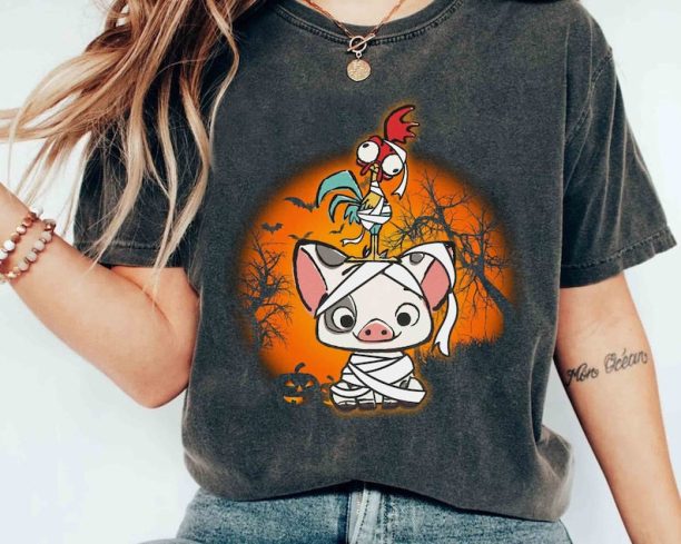 Disney Moana Hei Hei And Pua Costume Mummy Halloween Shirt, Mickey's Not So Scary Party Tee, Disneyland Family Vacation Holiday Gift