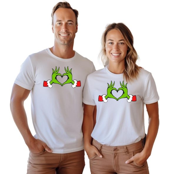 Christmas Shirt, Grinch T-Shirt, Dr. Seuss Outfit, Christmas Gifts, Heart Hands Graphic Tees, Xmas Womens Clothing, Holiday T Shirts