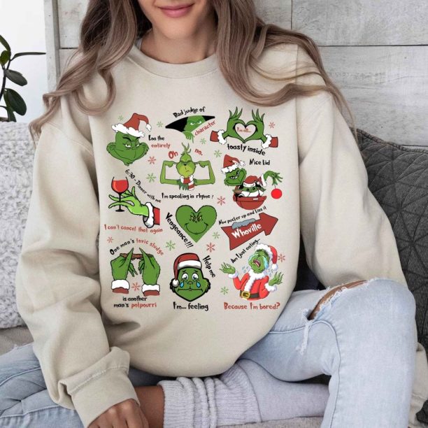 Christmas Grinch My Day Icons Sweatshirt Christmas Shirt, Taylor Swift Midnights Shirt,Lyrics Lover Shirt, Christmas Sweatshirt