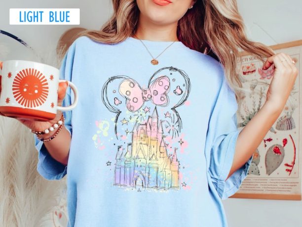 Disney water color Castle Minnie T-Shirt, Disney Castle, Disney Vacation Shirt, Disney Trip Shirt, Disney Family Vacation Shirt