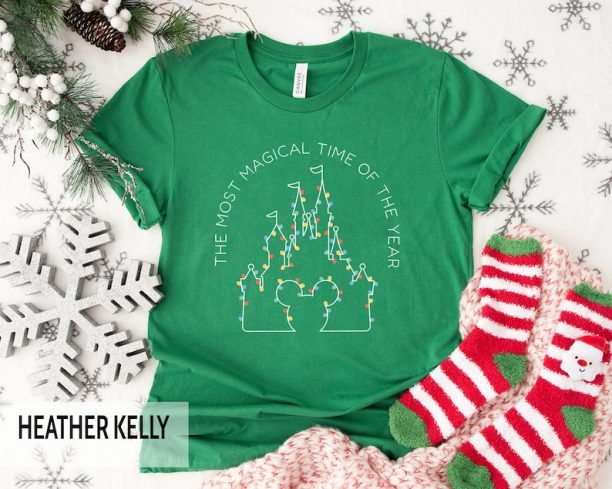 Magic Kingdom Disney Christmas tshirt, Disney Castle Shirt, Christmas Gifts, Mickey Christmas tshirt, Disneyland Family Vacation