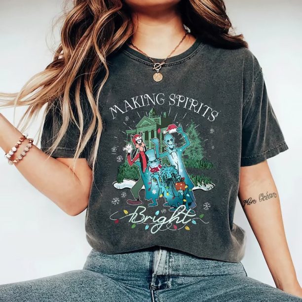 Making Spirits Bright, Disney Christmas Shirt, Hitchhiking Ghosts Haunted Mansion Shirt, Disney Inspired Shirt, Disneyland Shirt