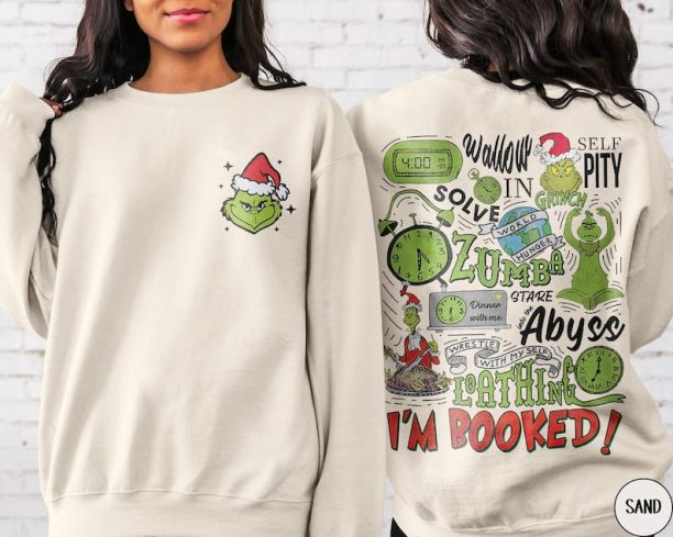 Grinch My Day Im Booked Christmas Sweatshirt, Cute Christmas, Grin Sweatshirt, Christmas Gift Idea, Winter Clothing