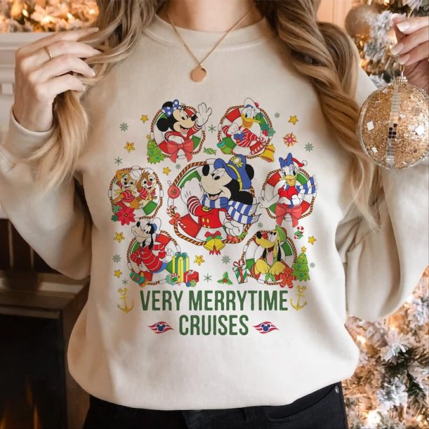 Mickey and Friends Very Merrytime Cruise Christmas Sweatshirt, Disneyland Family Christmas Cruise Shirts, Mickey's Very Merry Christmas Party