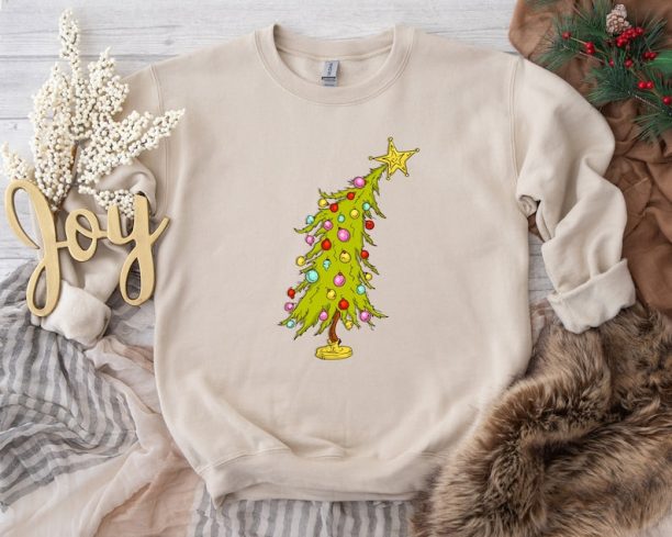 Whimsical Christmas Tree Shirt, Whoville Tree Sweatshirt, Whimsical Grinch Tree, Trendy Christmas Tree Sweatshirt, Grinch Tree, Merry Tshirt