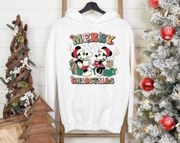 Mickey And Minnie Christmas Hoodie, Disney Christmas Vintage Hoodies, Disney Family Christmas Hoodies, Christmas Gift, Christmas Tee