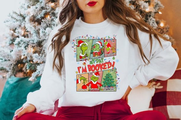 The Grin Christmas Schedule Funny Sweatshirt, My Day I'm Booked Grinc Christmas Sweatshirt, Christmas Sweatshirt, Grinchmas Sweatshirts