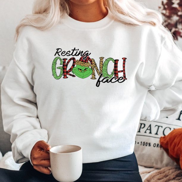 Resting Grinch Face Christmas Sweatshirt, Funny Grinch Shirt, Matching Shirt, Disney, Grinch Shirt, Christmas Gift, Family Christmas Shirt