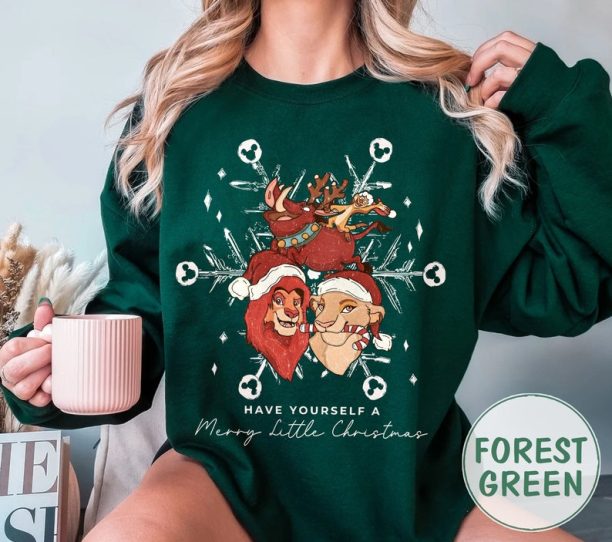 Disney Have Yourself A Merry Little Christmas Sweatshirt, Lion King Christmas Tee