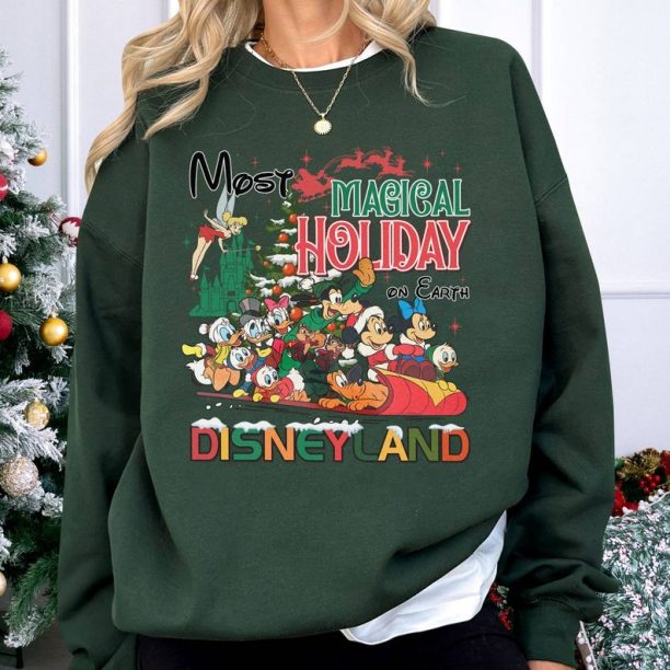 Mickey and Friends Christmas Sweatshirt, Disneyland The most magical Holiday on Earth Sweatshirt