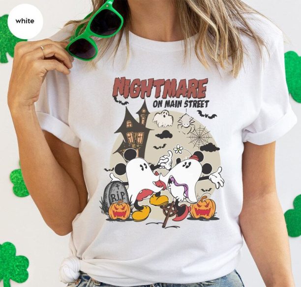 Mickey Mouse T-Shirt, Disney Halloween Shirts, Pumpkin T Shirt, Spooky Season Shirt, Minnie Outfit, Horror Tees, Nightmare On Main Street