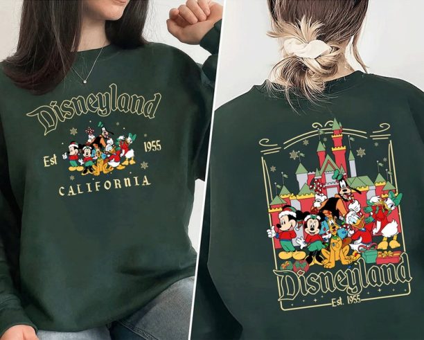 Mickey And friends Disneyland Christmas Sweatshirt, Disney Castle Christmas Shirt, Disney Christmas party 2023 Shirt, Disney Xmas Family Shirt